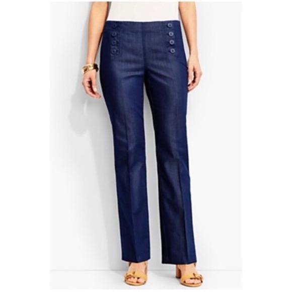 Talbots • NWT Sailor Button Straight Leg Pants Dark Wash Denim Size 16W - Picture 1 of 12
